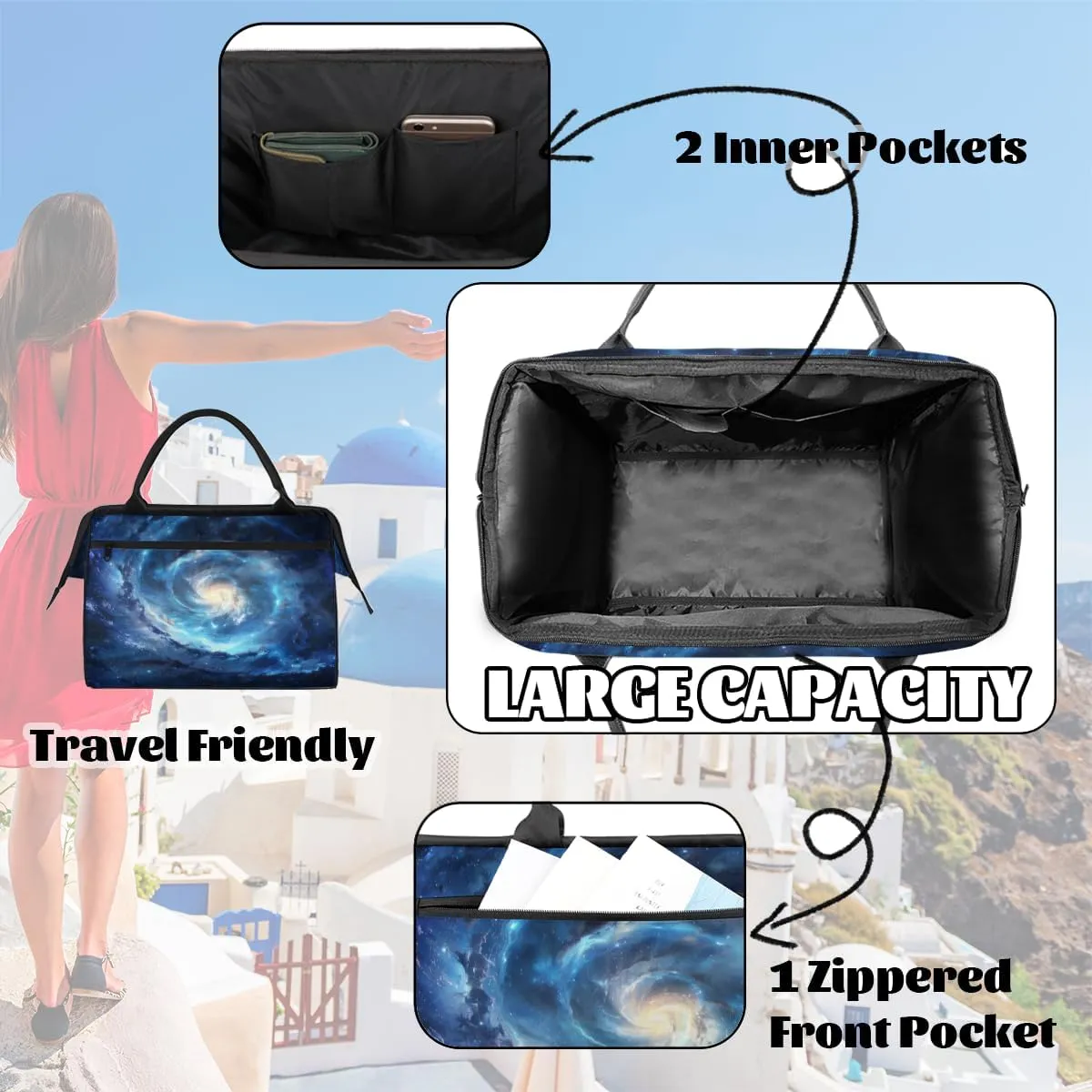 Universe Solar System Galaxy Small Overnight Weekender Tote Bag for Women Men Foldable Travel Duffel Bags Lightweight Sports Gym Bag Waterproof Carry On Luggage Weekender Bag for Traveling Gifts