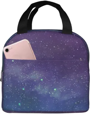 Universe with Stars Galaxy Interstellar Print Stylish Leakproof Lunch Tote, Portable Handbag - Work, Beach, Picnics,Outdoors