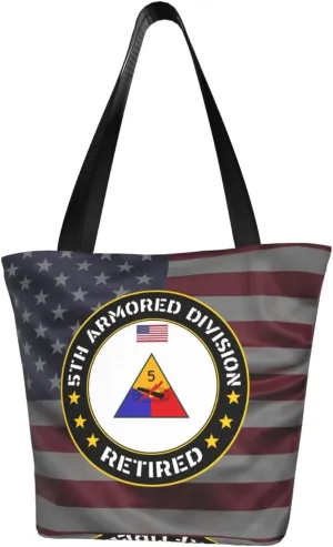 Us Army 5th Armored Division Retired Fashion Shoulder Bag Large Capacity For Man Or Woman