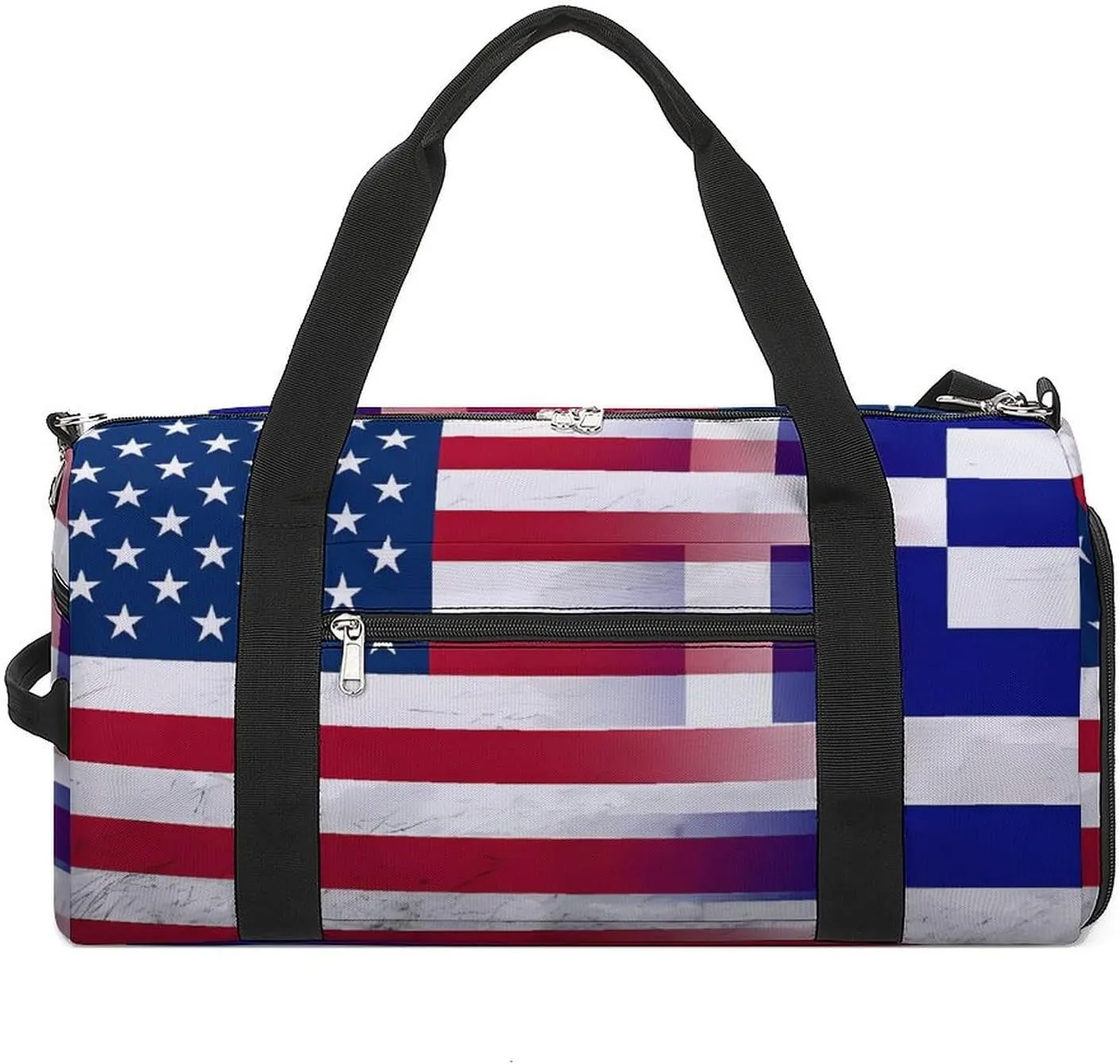 U.S. Greece Flag Unisex Gym Bag Waterproof Sports Duffels Travel Gear With Laundry Shoe Compartment