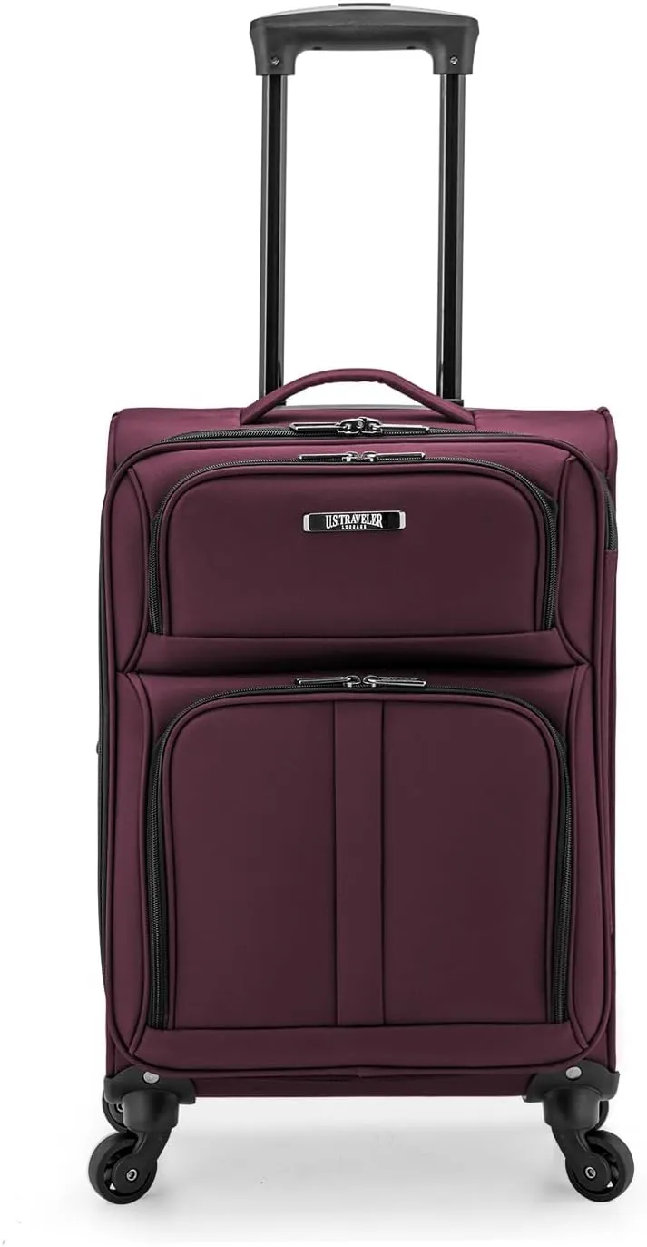 U.S. Traveler Anzio Softside Expandable Spinner Luggage, Burgundy, Carry-on 22-Inch