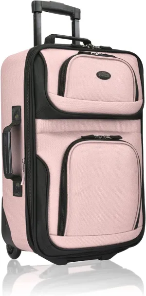 U.S. Traveler Lightweight Rolling 20" Carry On Luggage Softside Suitcase, Pink, 2 Wheel-1 Piece