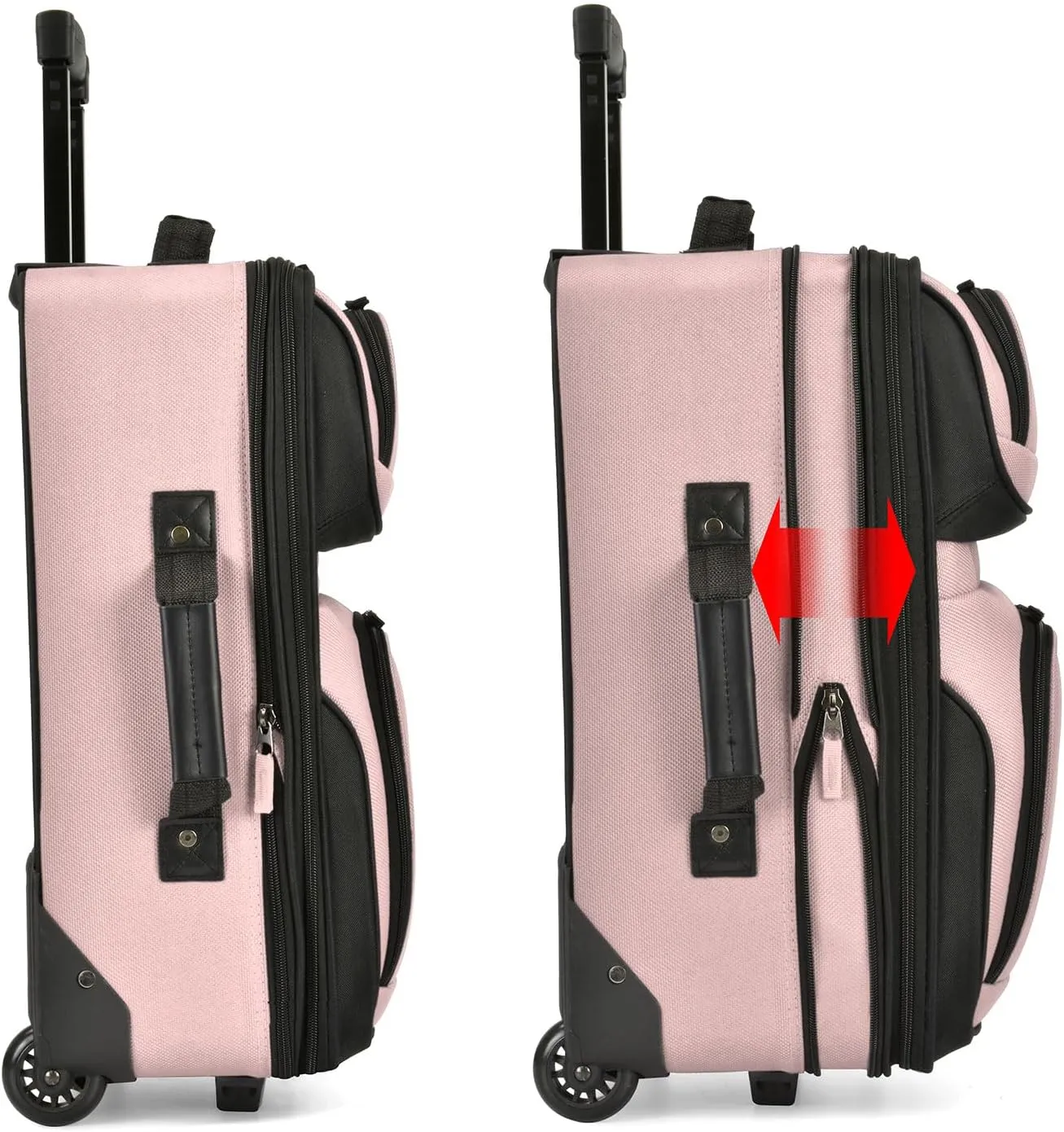 U.S. Traveler Lightweight Rolling 20" Carry On Luggage Softside Suitcase, Pink, 2 Wheel-1 Piece