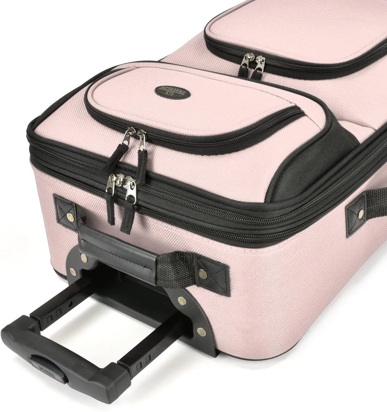 U.S. Traveler Lightweight Rolling 20" Carry On Luggage Softside Suitcase, Pink, 2 Wheel-1 Piece