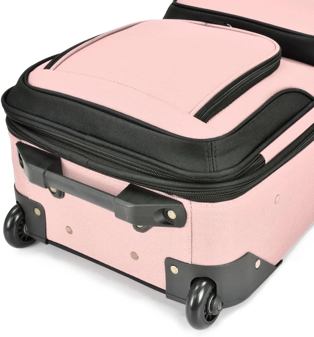 U.S. Traveler Lightweight Rolling 20" Carry On Luggage Softside Suitcase, Pink, 2 Wheel-1 Piece