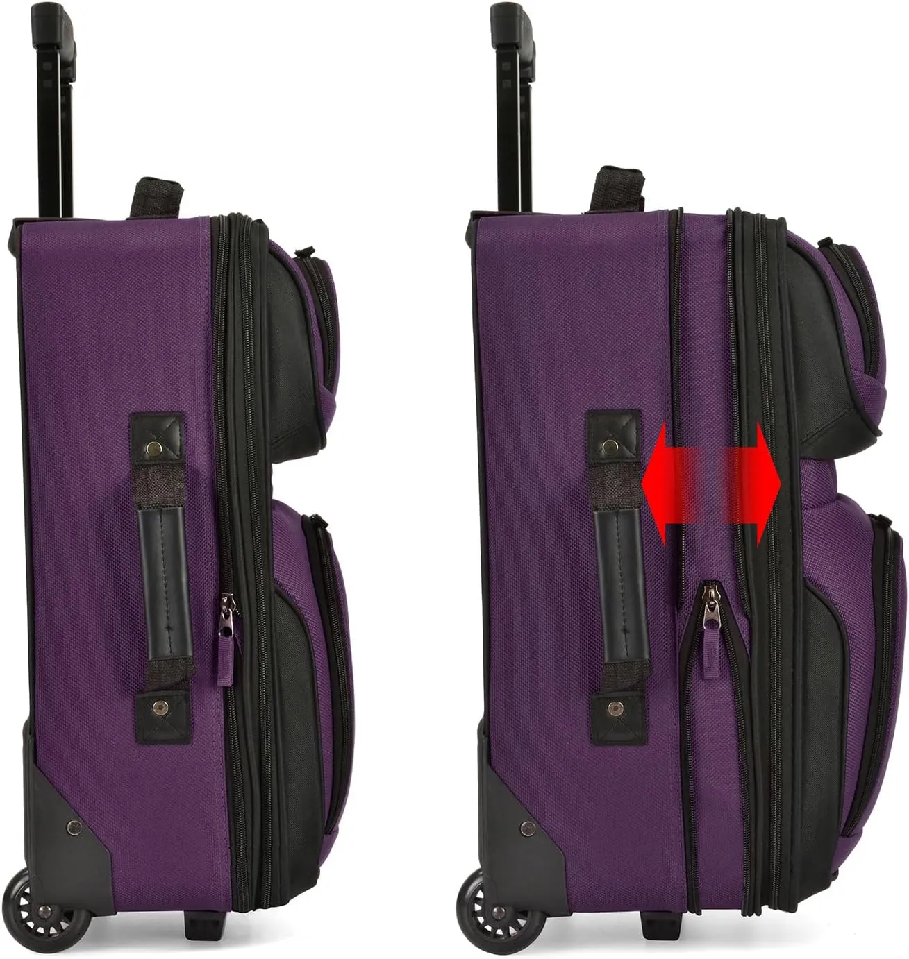 U.S. Traveler Lightweight Rolling 20" Carry On Luggage Softside Suitcase, Purple, 2 Wheel-1 Piece