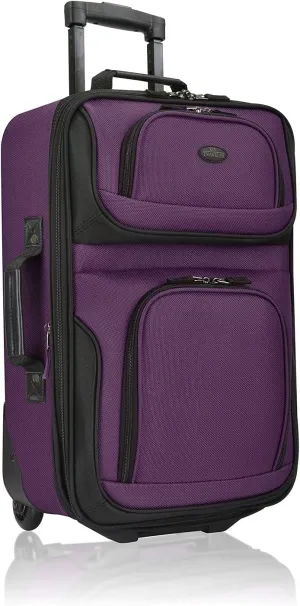 U.S. Traveler Lightweight Rolling 20" Carry On Luggage Softside Suitcase, Purple, 2 Wheel-1 Piece