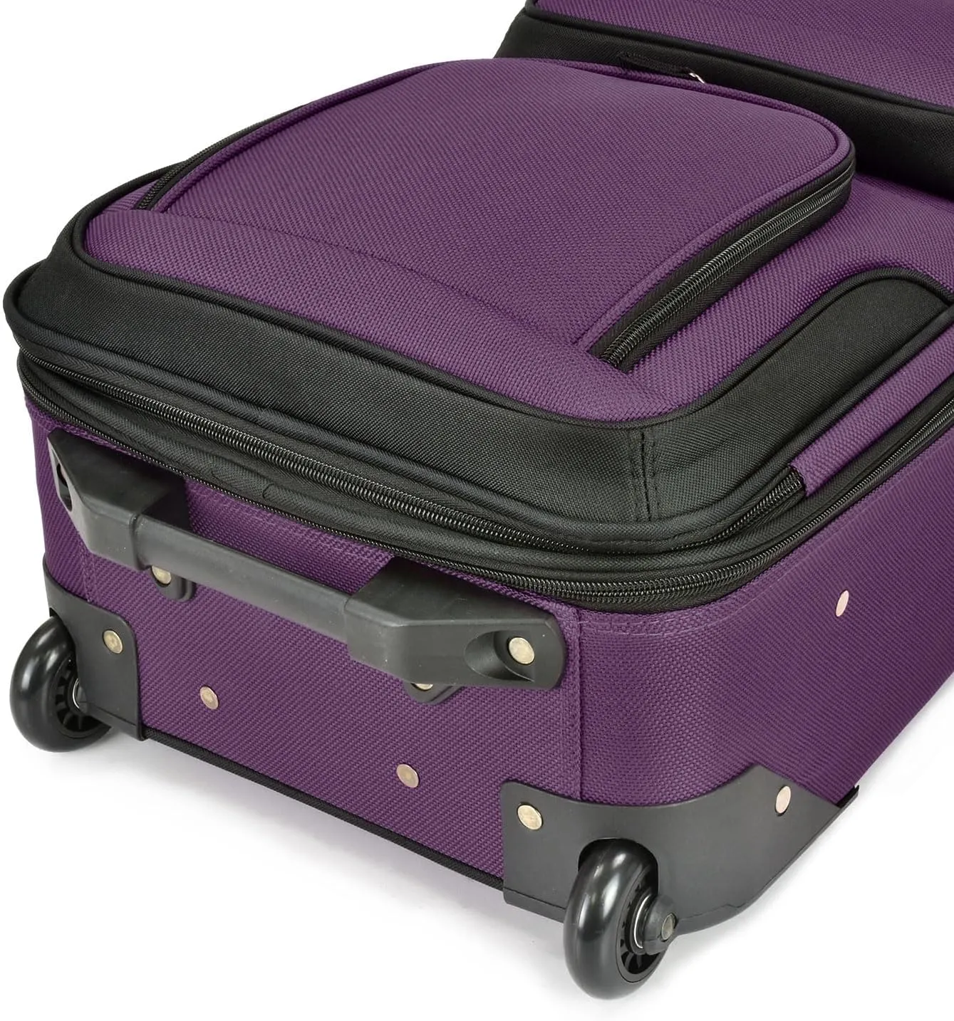 U.S. Traveler Lightweight Rolling 20" Carry On Luggage Softside Suitcase, Purple, 2 Wheel-1 Piece