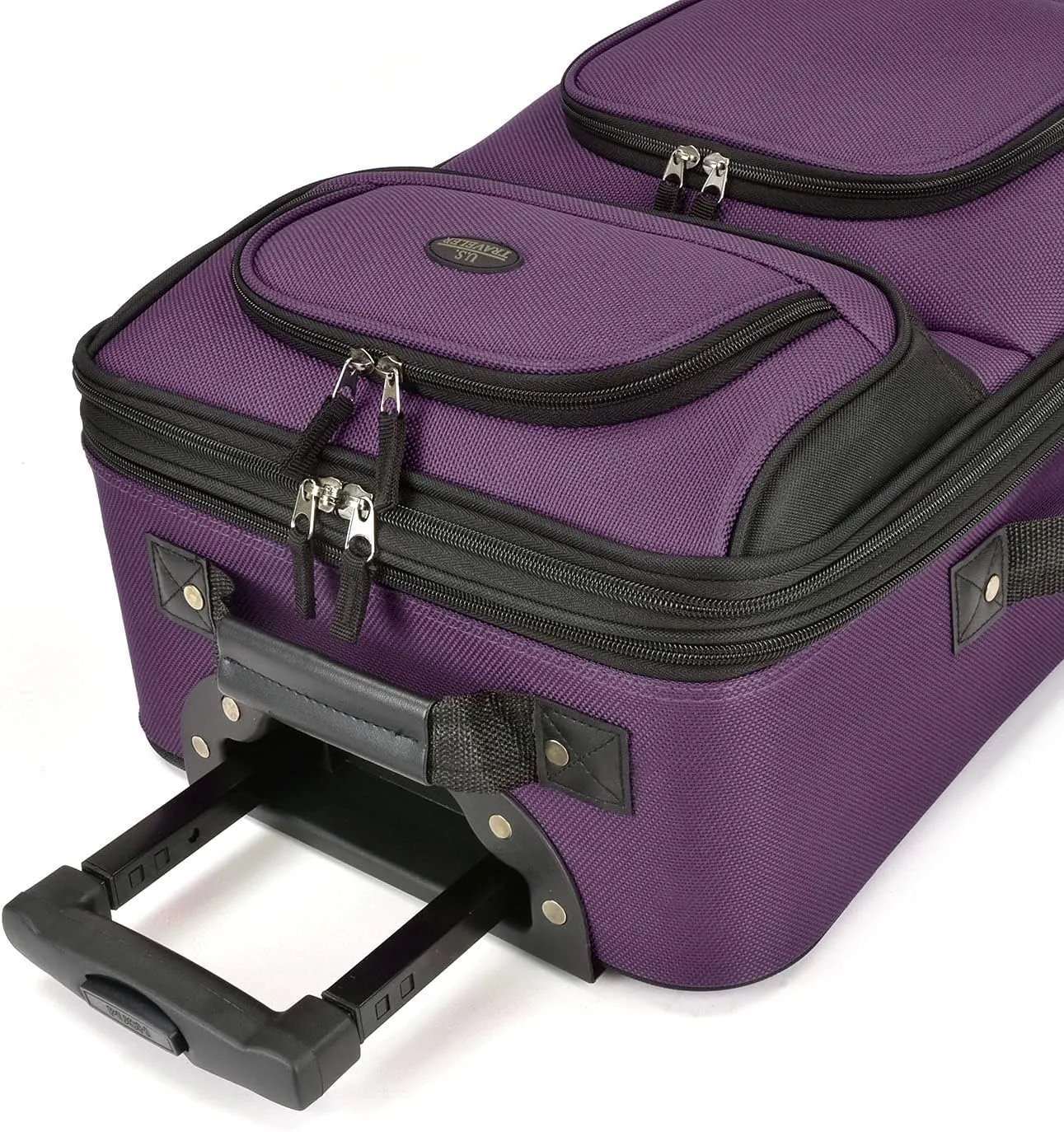 U.S. Traveler Lightweight Rolling 20" Carry On Luggage Softside Suitcase, Purple, 2 Wheel-1 Piece