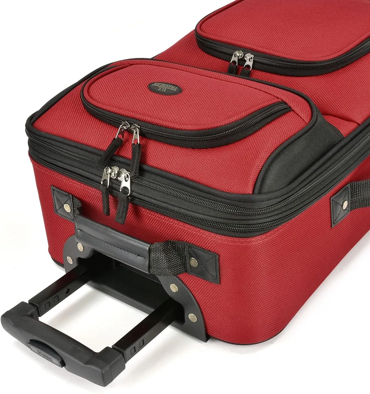 U.S. Traveler Lightweight Rolling 20" Carry On Luggage Softside Suitcase, Red, 2 Wheel-1 Piece