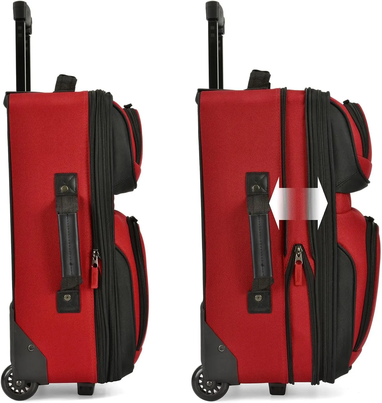 U.S. Traveler Lightweight Rolling 20" Carry On Luggage Softside Suitcase, Red, 2 Wheel-1 Piece