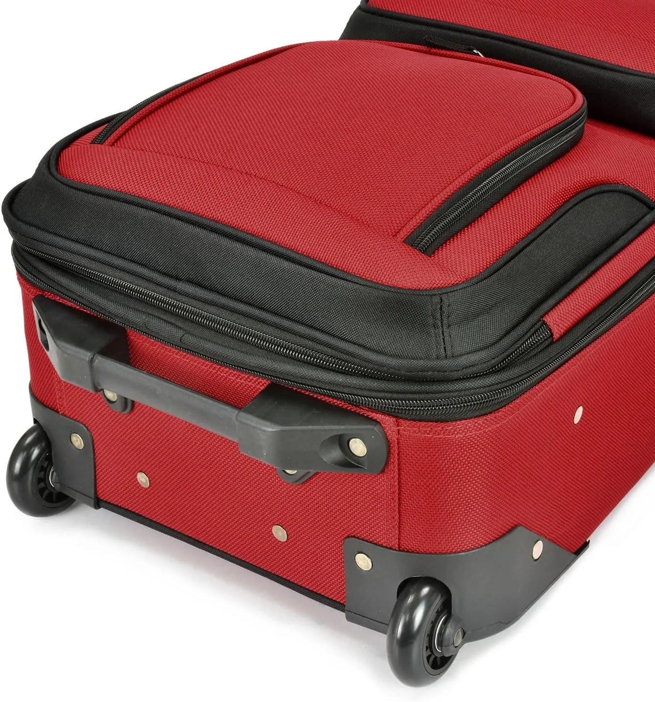 U.S. Traveler Lightweight Rolling 20" Carry On Luggage Softside Suitcase, Red, 2 Wheel-1 Piece