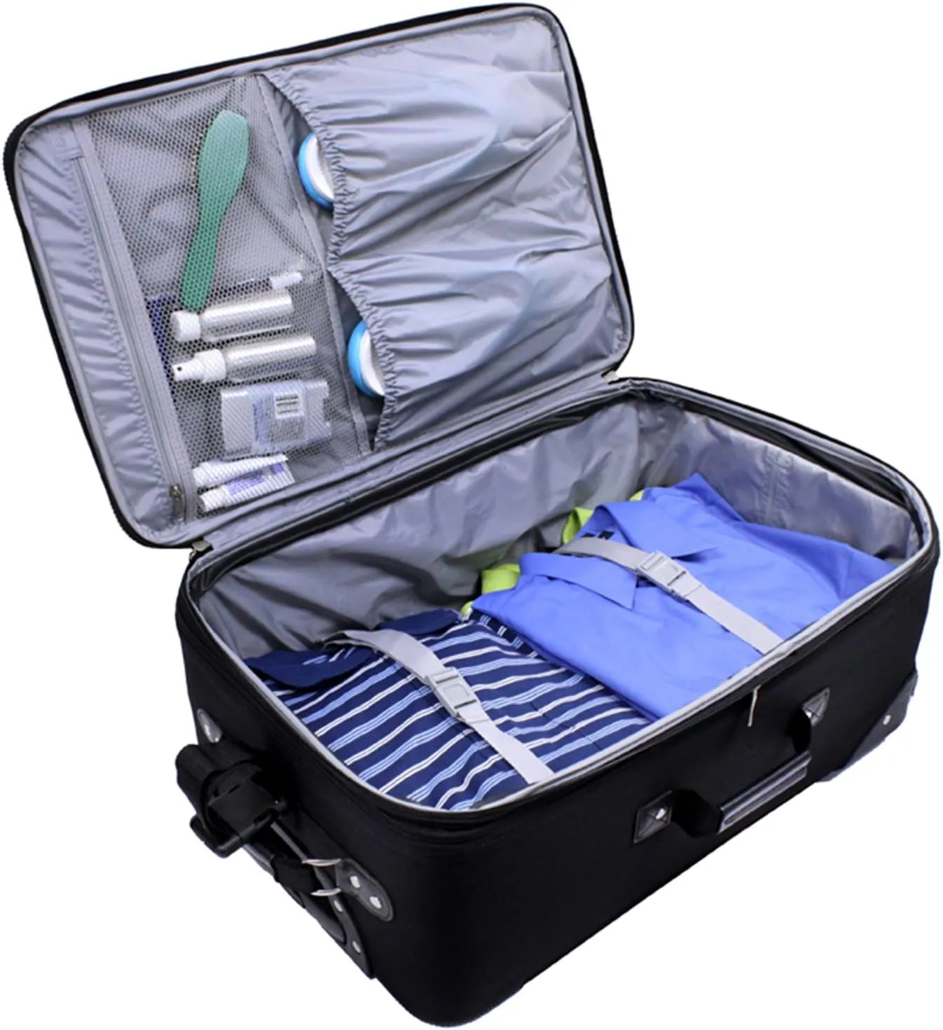 U.S. Traveler New Yorker Lightweight Softside Expandable Travel Rolling Luggage, Red Dobby, 3-Piece Set (15/21/25)