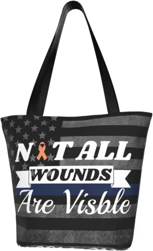 Uterine Cancer Awareness Not All Wounds Are Visible Fashion Shoulder Bag Large Capacity For Man Or Woman