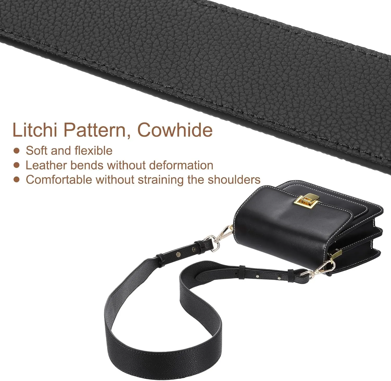 uxcell Leather Purse Strap, Adjustable Crossbody Replacement Straps for Handbags, Shoulder Bag