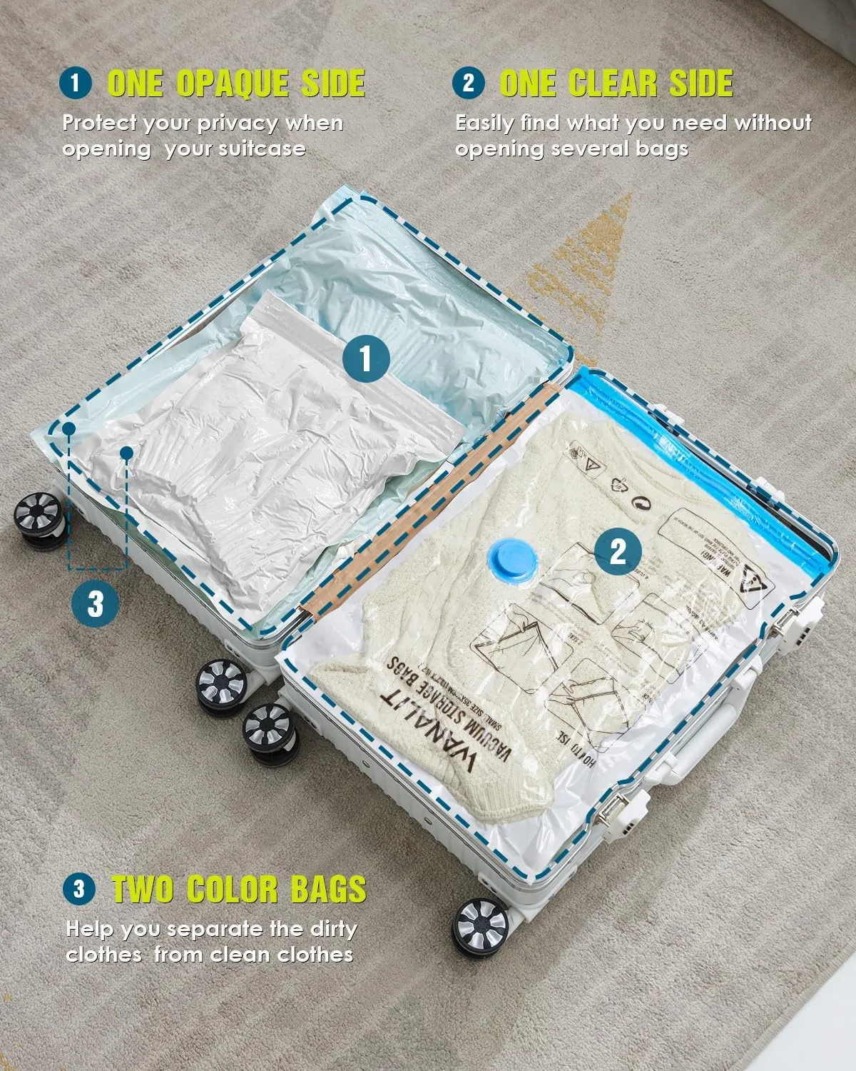 Vacuum Storage Bags for Travel, 8 Pack (4S 4XS) Vacuum Seal Bags with Wireless Rechargeable Electric Pump, Travel Essentials Space Saving Bag for Clothes, Luggage, Carry-on Suitcase, Backpack, Trip