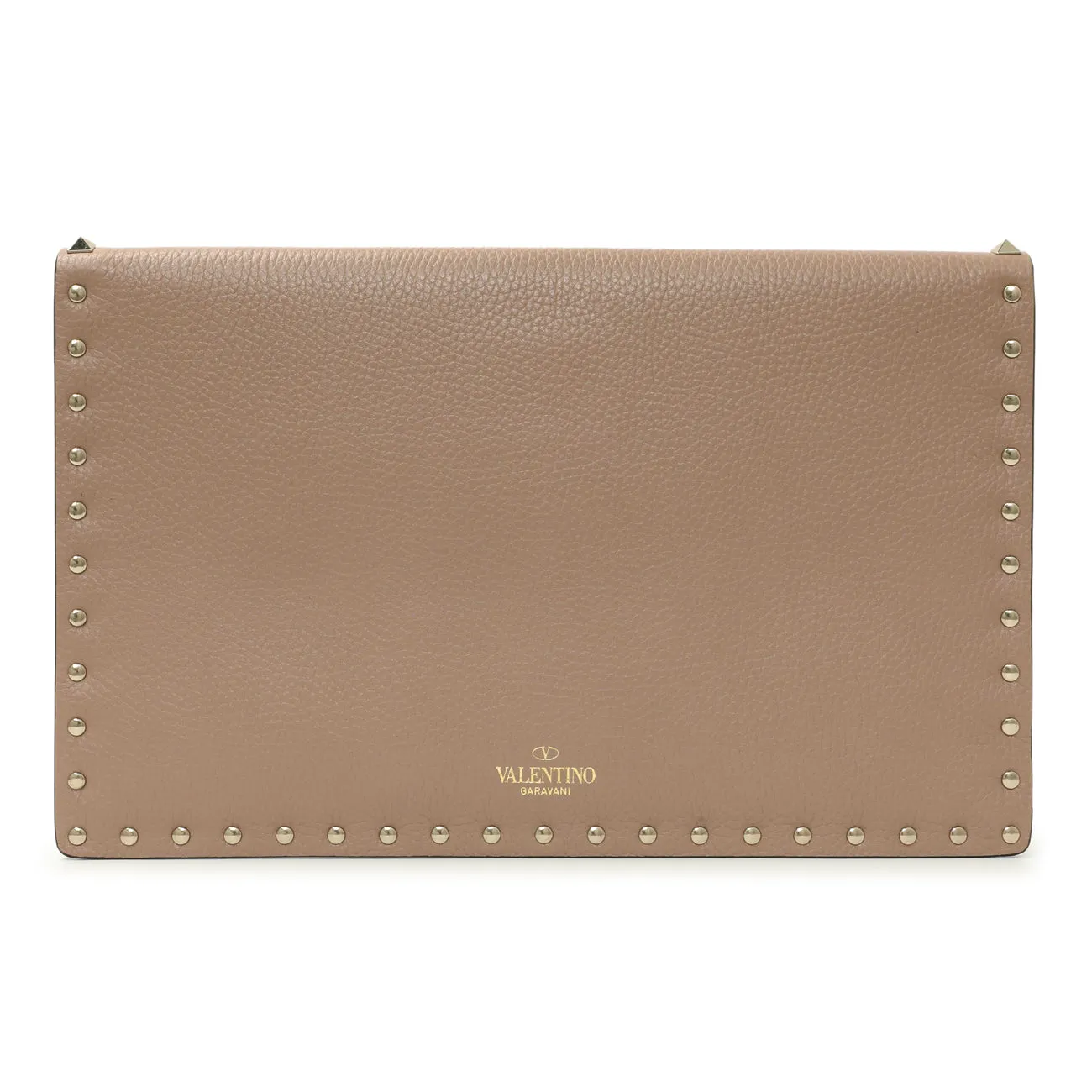 Valentino Poudre Pebbled Calfskin Large Rockstud Envelope Pouch