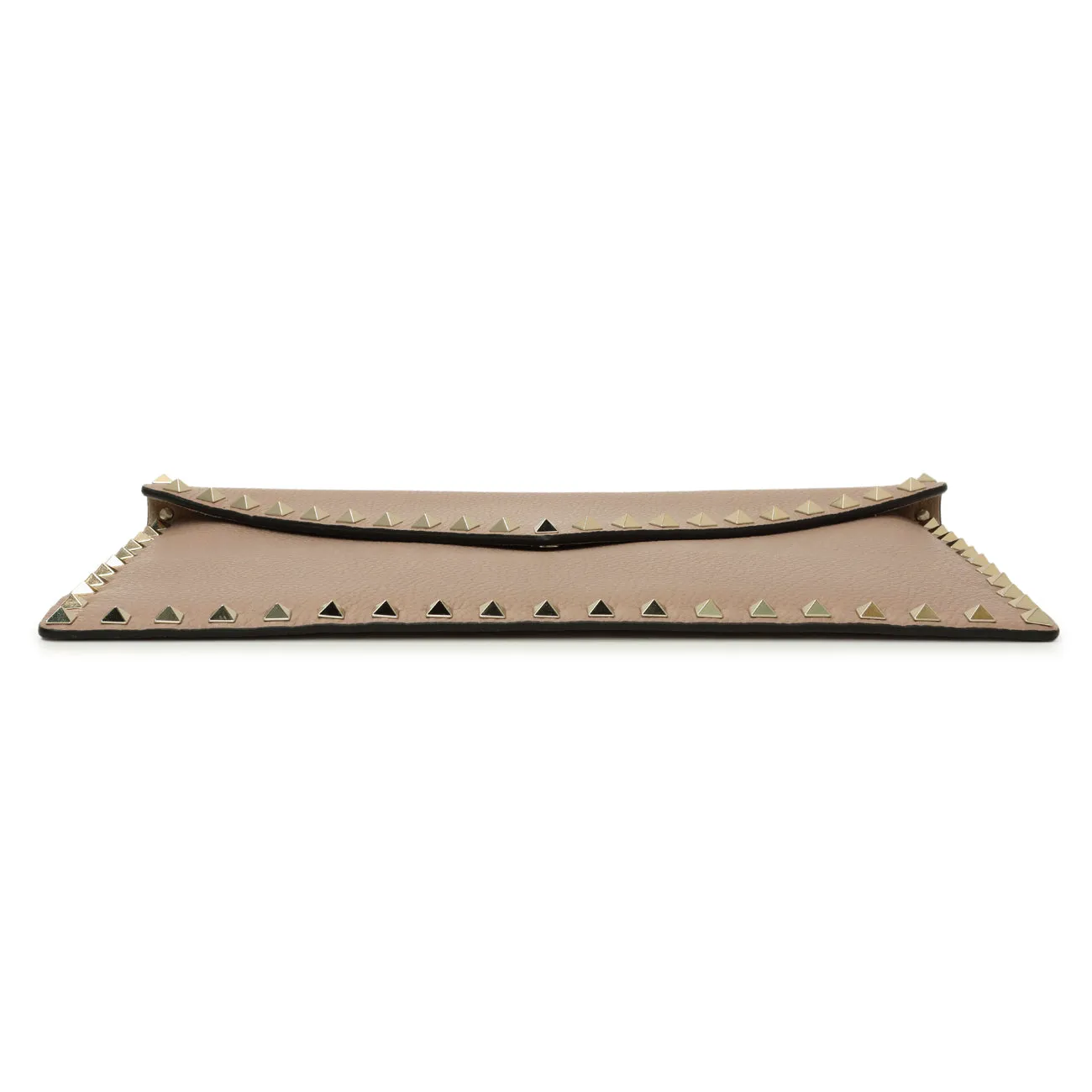 Valentino Poudre Pebbled Calfskin Large Rockstud Envelope Pouch