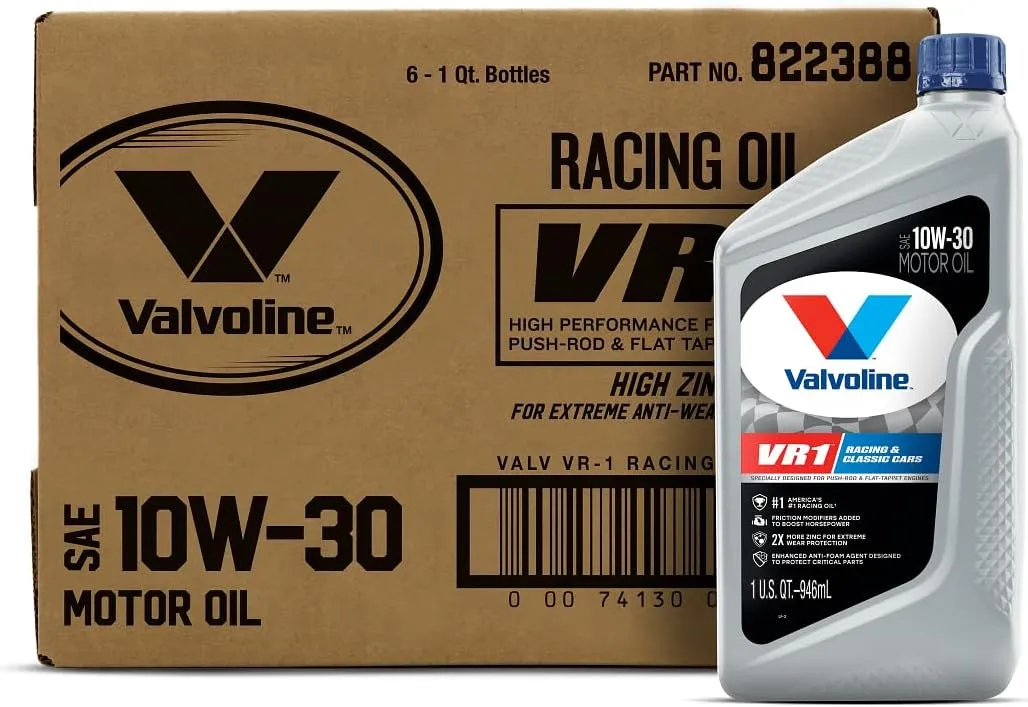 Valvoline VR1 Racing SAE 10W-30 Motor Oil 1 QT, Case of 6