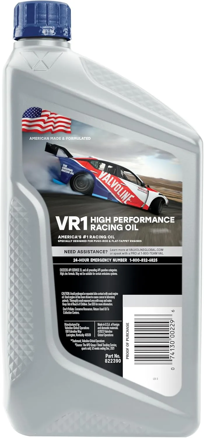 Valvoline VR1 Racing SAE 40 Motor Oil 1 QT, Case of 6