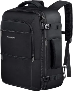 Vancropak Carry On Backpack, 40L Expandable Extra Large Travel Backpack, Flight Approved Water Resistant Luggage Suitcase Daypack, Lightweight College Business Weekender Bag for Men & Women, Black