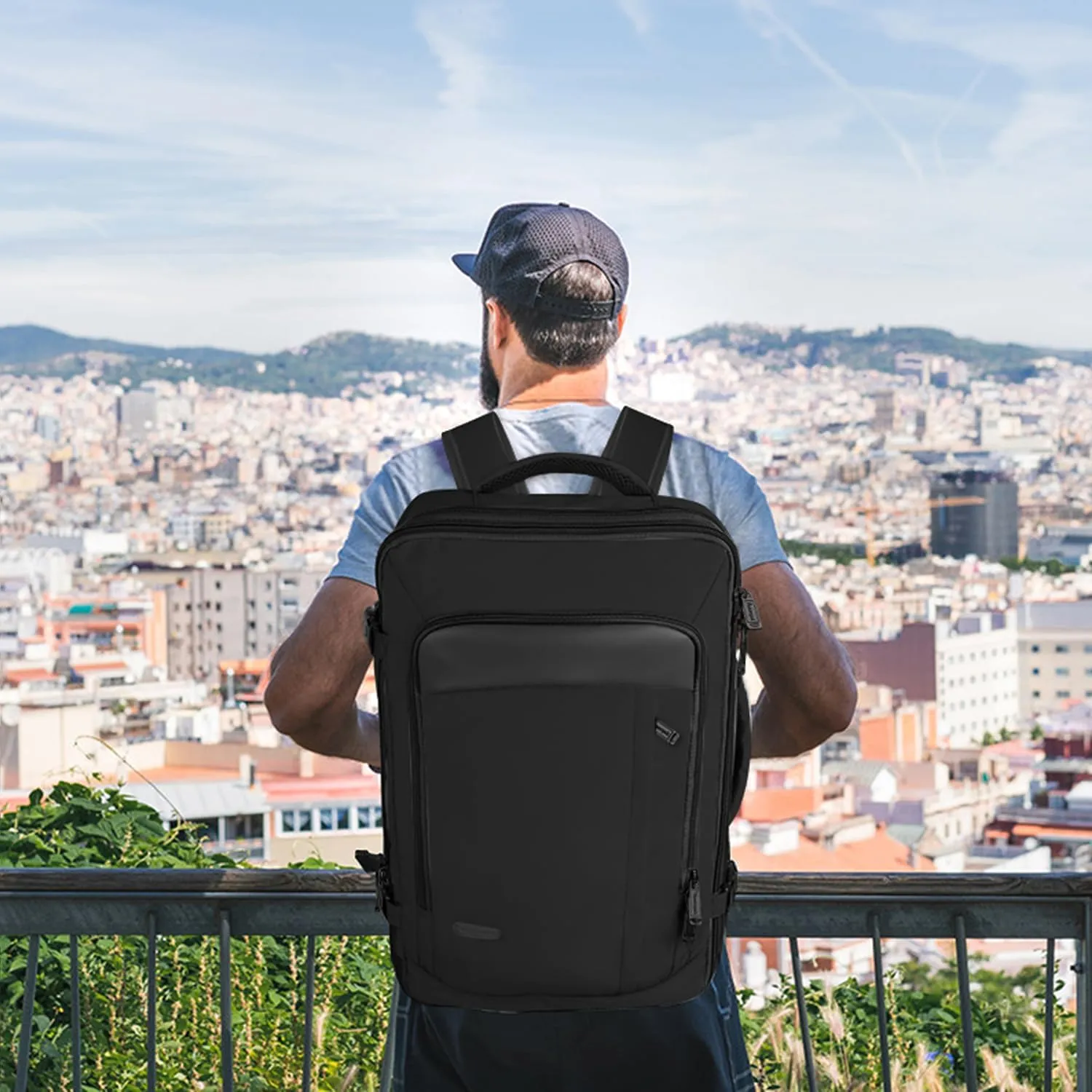 Vancropak Travel Bag, Extra Large 40L Carry on Backpack with 3 Packing Cubes Airline Approved for Men Women, Expandable Luggage Weekender Overnight Business Backpack, Gifts for Travelers, Black