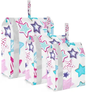 Various Colorful Stars Travel Storage Bag with Lanyard - Portable Lightweight Classified Storage Bag with Zipper, Dust and Waterproof Travel Packing Cube for Suitcase,3 Pieces