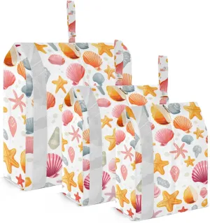 Various Seashells Travel Storage Bag with Lanyard - Portable Lightweight Classified Storage Bag with Zipper, Dust and Waterproof Travel Packing Cube for Suitcase,3 Pieces