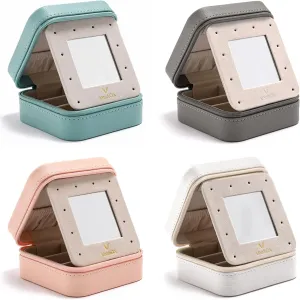 Vee Travel Jewelry Box for Women, Small Jewelry Organizer Travel Portable Jewelry Case Organizer for Earrings Rings Necklaces (4 Pack)