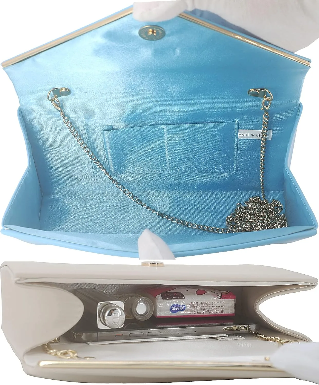 Vegan Leather Envelope Clutch Bag Classic Dressy Purse Foldover Evening Handbag