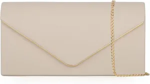 Vegan Leather Envelope Clutch Bag Classic Dressy Purse Foldover Evening Handbag