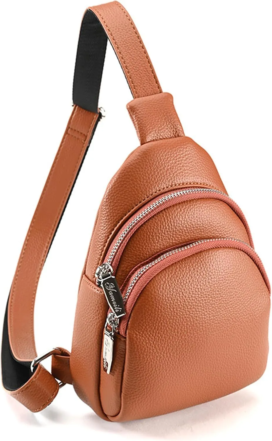 Vegan Leather Multi-Use Sling Bag - Trendy Crossbody for Women,Fanny Pack with Adjustable Strap for Men & Women (Brown)
