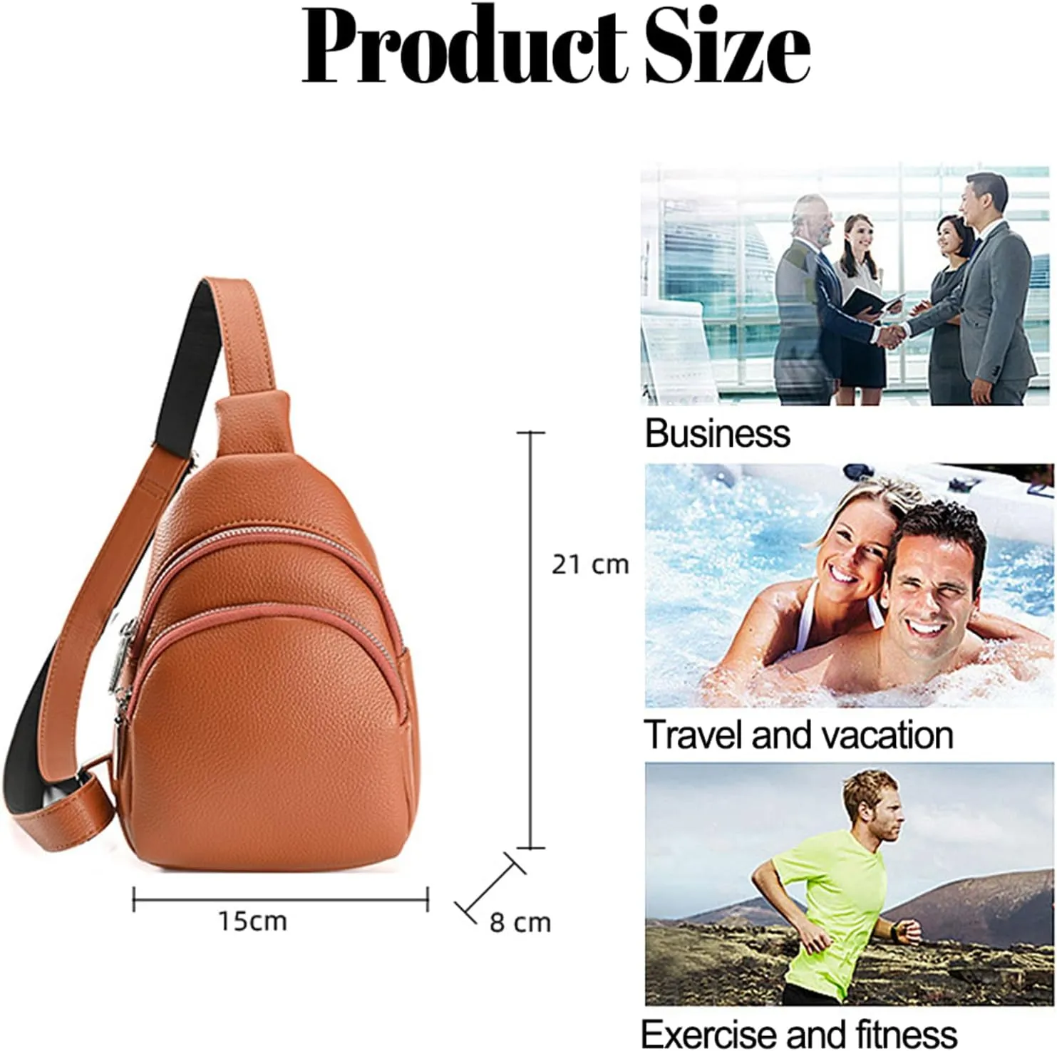 Vegan Leather Multi-Use Sling Bag - Trendy Crossbody for Women,Fanny Pack with Adjustable Strap for Men & Women (Brown)