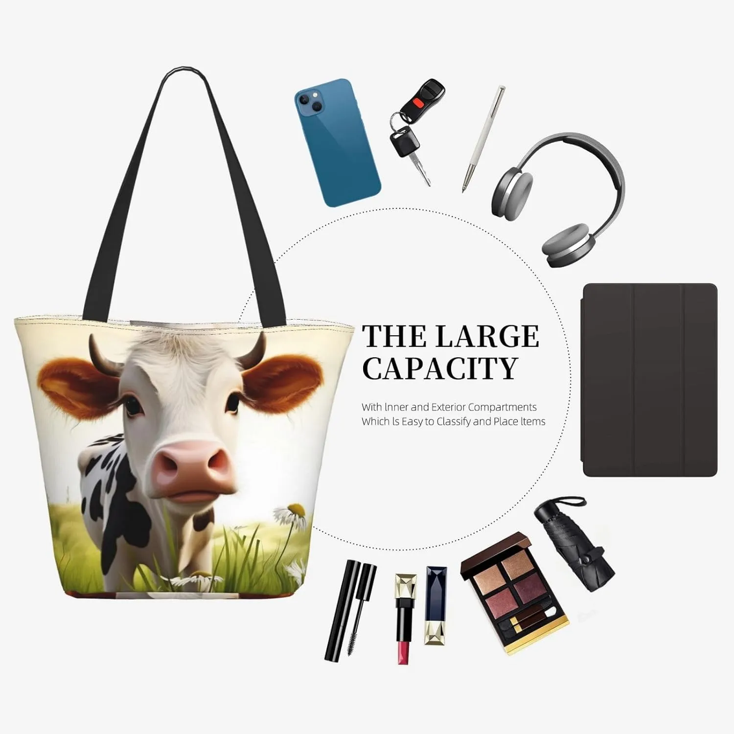 Vegetables Printed Fashionable Large Handbag And Shoulder Bag, Suitable For Various Daily Use