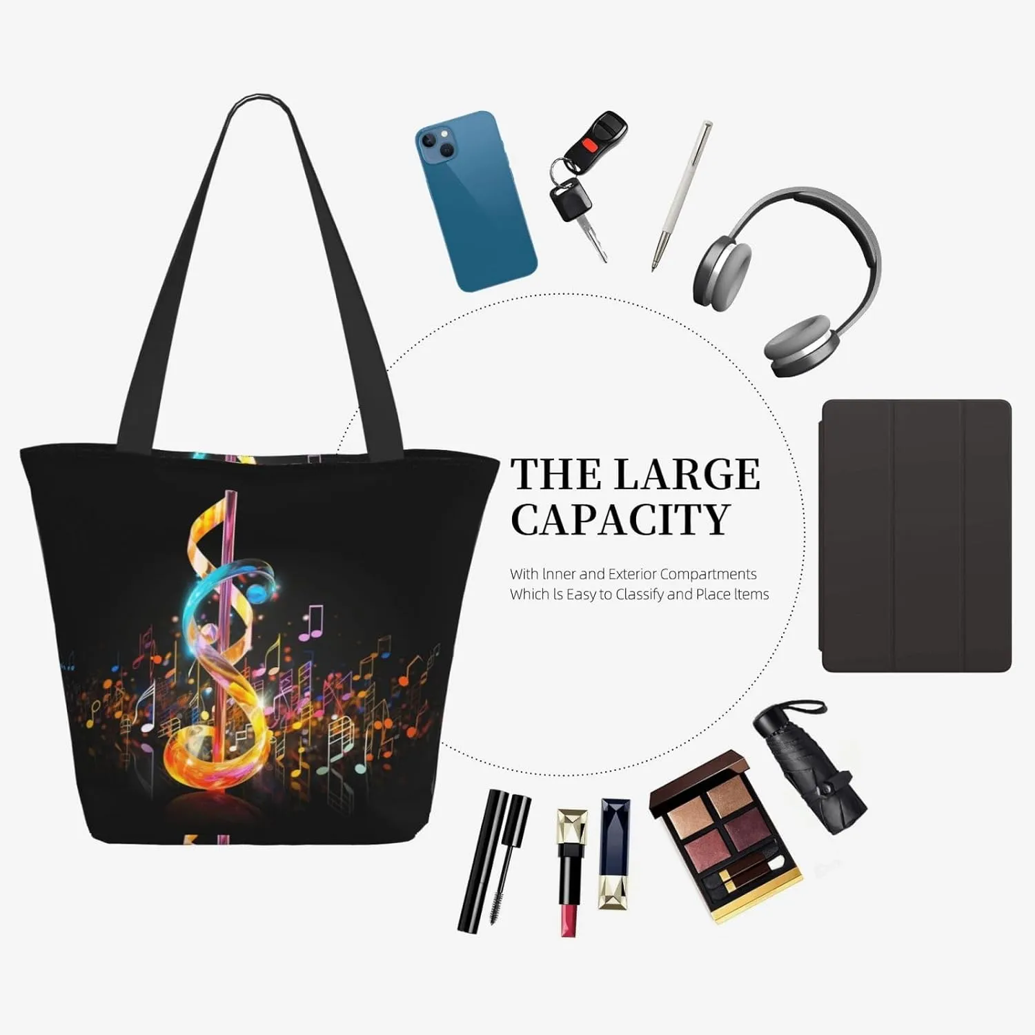 Vegetables Printed Fashionable Large Handbag And Shoulder Bag, Suitable For Various Daily Use