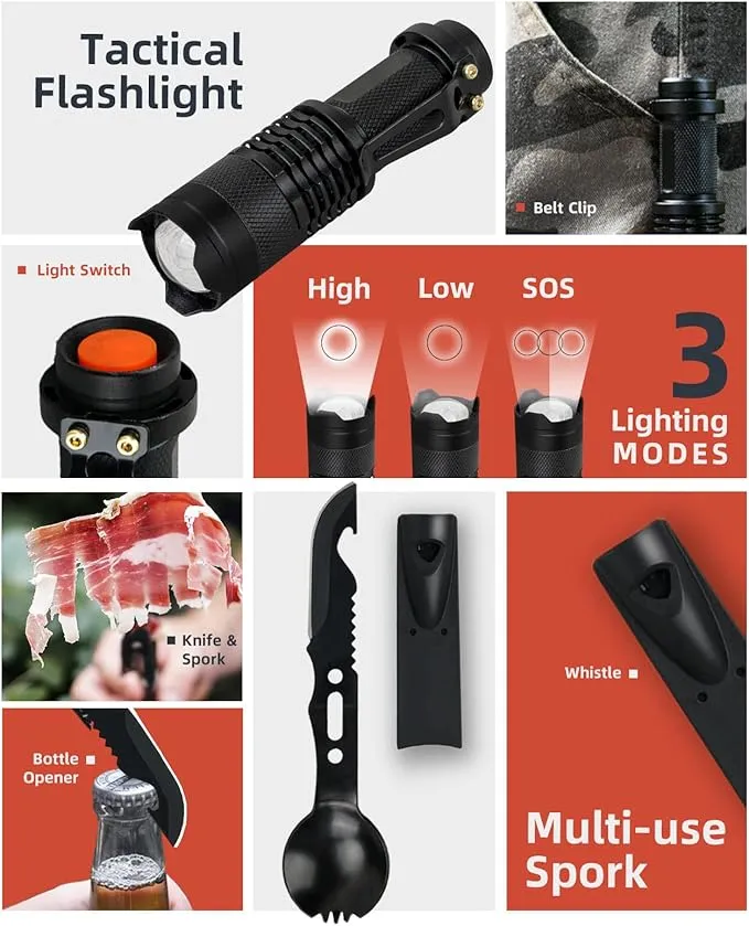 VEITORLD Gifts for Men Dad Him Christmas, Survival Gear and Equipment 12 in 1, Survival Kits, Cool Unique Fishing Hunting Birthday Gift for Husband Teen Boy Boyfriend Women, Stocking Stuffers for Men