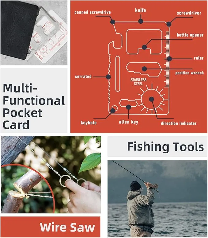 VEITORLD Gifts for Men Dad Him Christmas, Survival Gear and Equipment 12 in 1, Survival Kits, Cool Unique Fishing Hunting Birthday Gift for Husband Teen Boy Boyfriend Women, Stocking Stuffers for Men