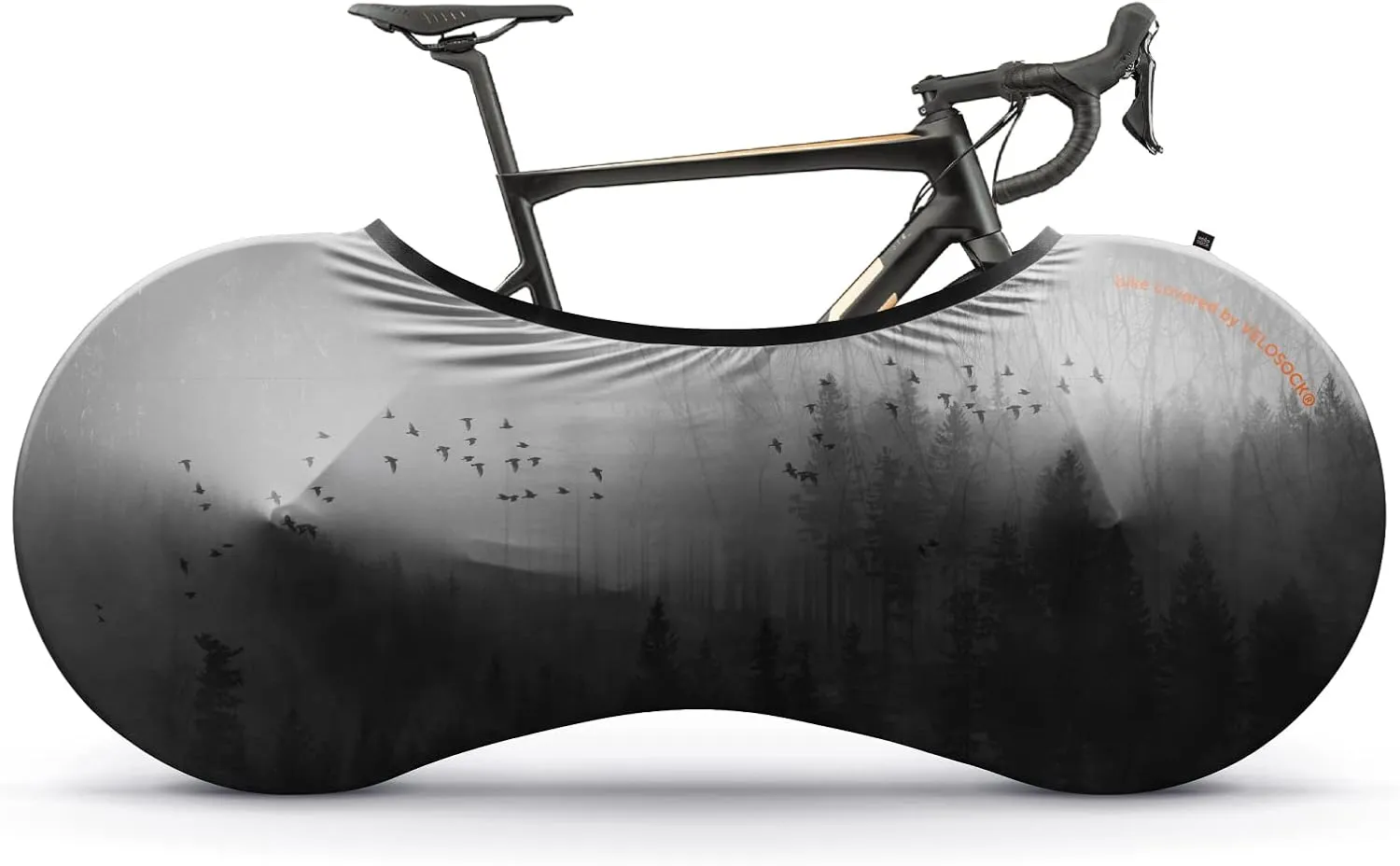 VELOSOCK Indoor Bike Cover for Storage & Transport – Stretchy Dirt-Proof Fabric, Fits Most Adult Bikes, Stylish Bicycle Travel Protector, Multiple Designs (Mystic Forest)
