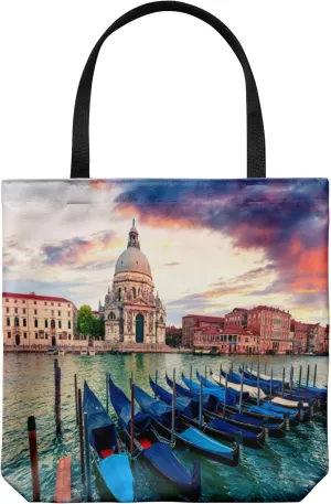 Venice Italy Tote Bag - Casual & Big but Stylish Poplin Shoulder Handbag for Work & Travel