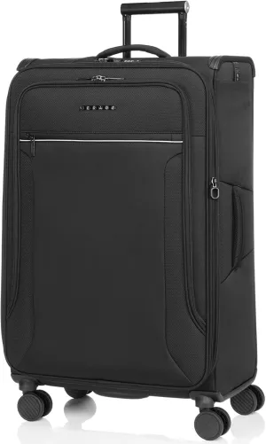 Verage Toledo Softside Expandable Luggage with Spinner Wheels, Lightweight Suitcase with Flashlight, Men and Women,Black, Checked-Large 29-Inch