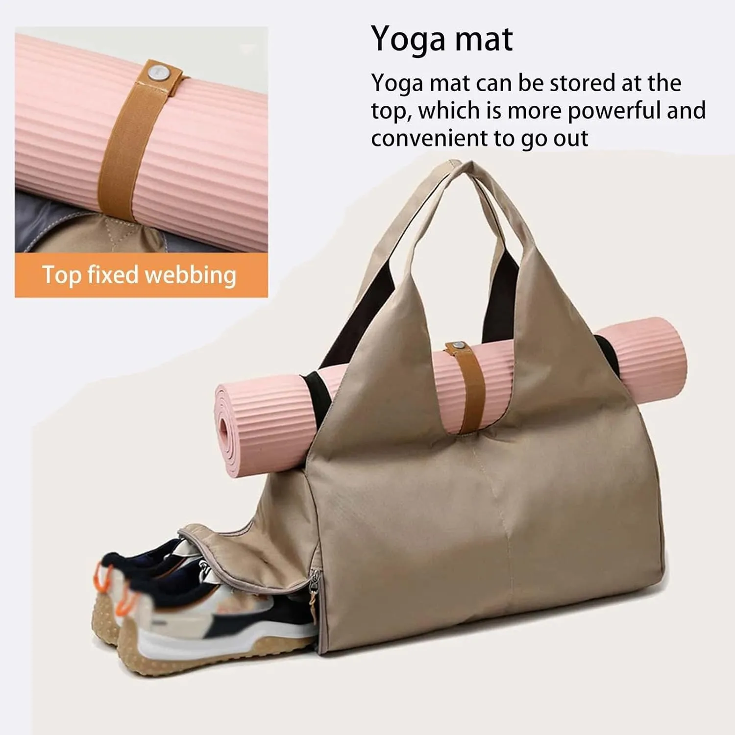 Versatile Sports Duffel Bag, Gym Handbag, Multipurpose Yoga Mat Bag with Shoe Compartment for Yoga, Pilates, Gym, Fitness, Swimming & Traveling (Pink)