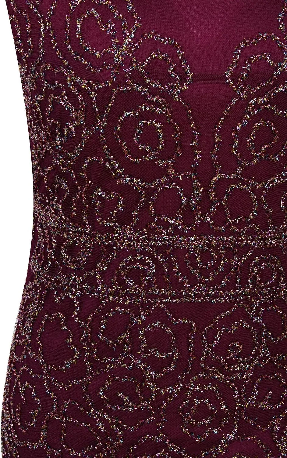 Vijiv 1920s Long Prom Dresses V Neck Beaded Sequin Gatsby Maxi Evening Dress