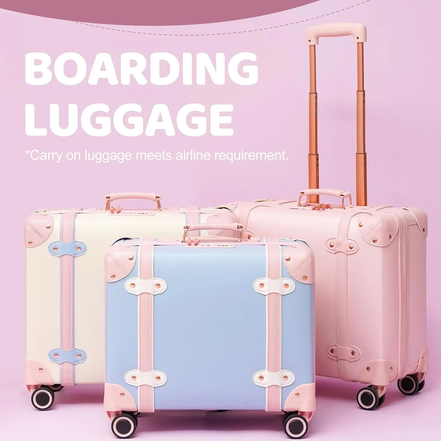Vintage Luggage Set with Wheels, Retro Suitcase, Travel Trunk Set, Stylish Vintage Luggage Set for Women and Men