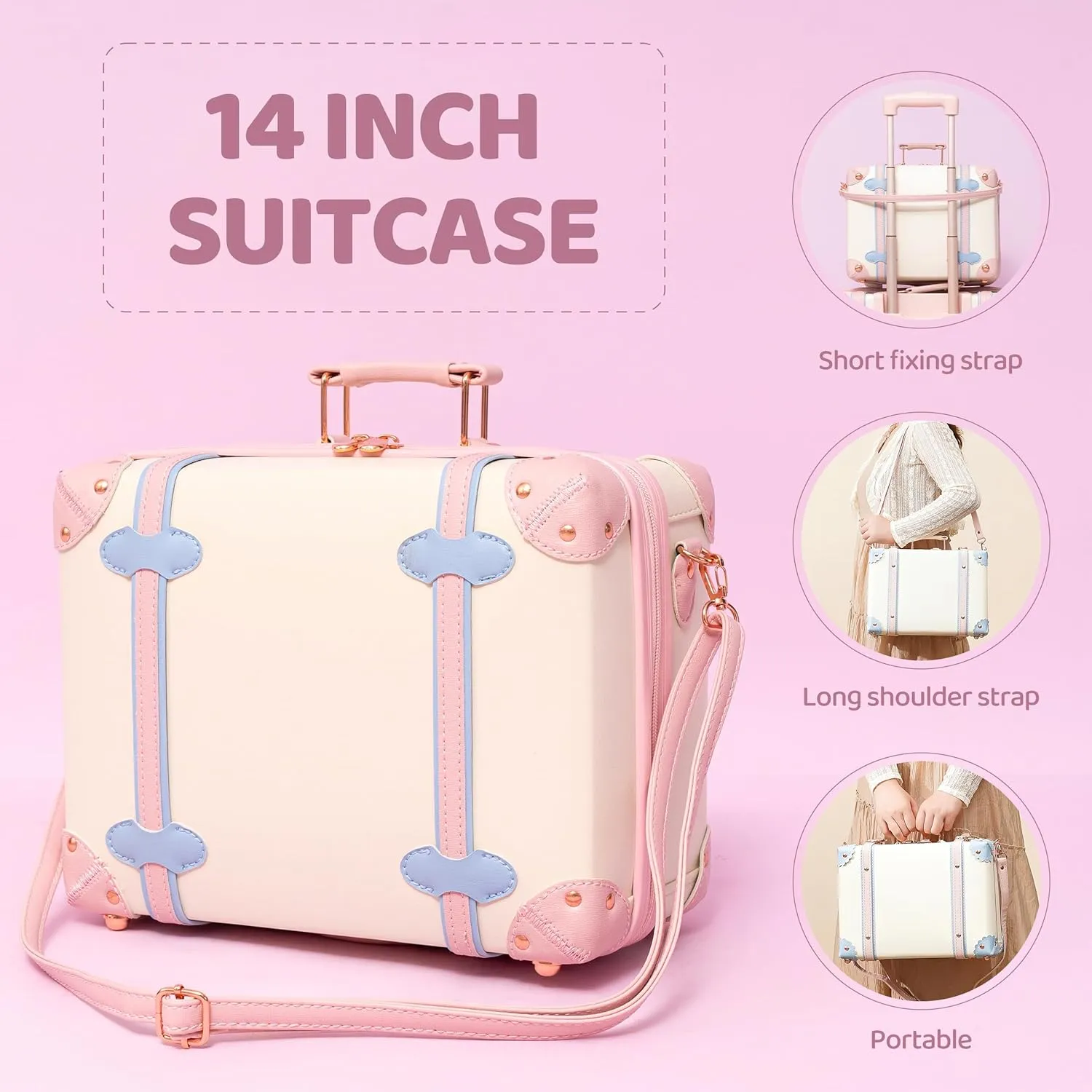 Vintage Luggage Set with Wheels, Retro Suitcase, Travel Trunk Set, Stylish Vintage Luggage Set for Women and Men