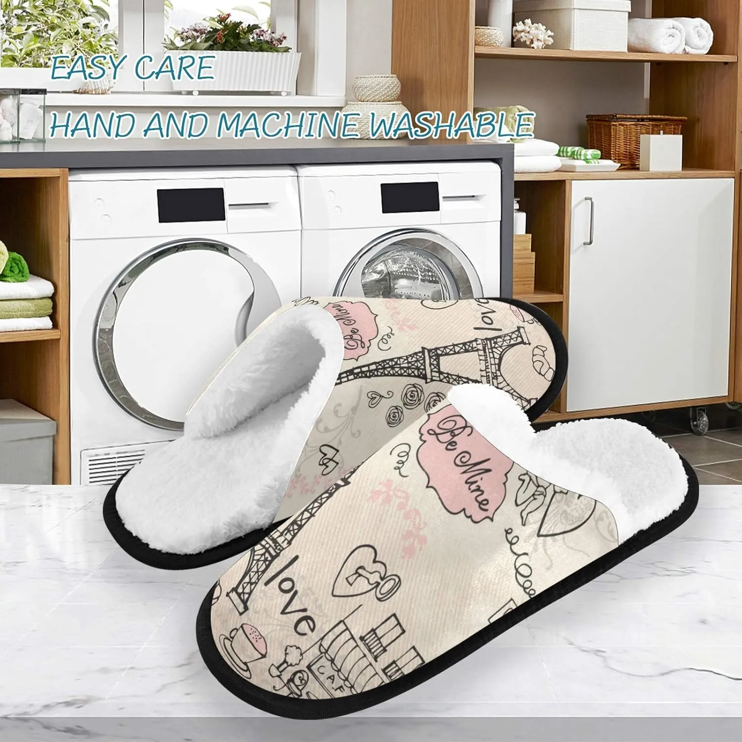 Visesunny Stylish Men Women Slippers - Unisex Adults House Shoes Lightweight Indoor Travel Warm Slippers