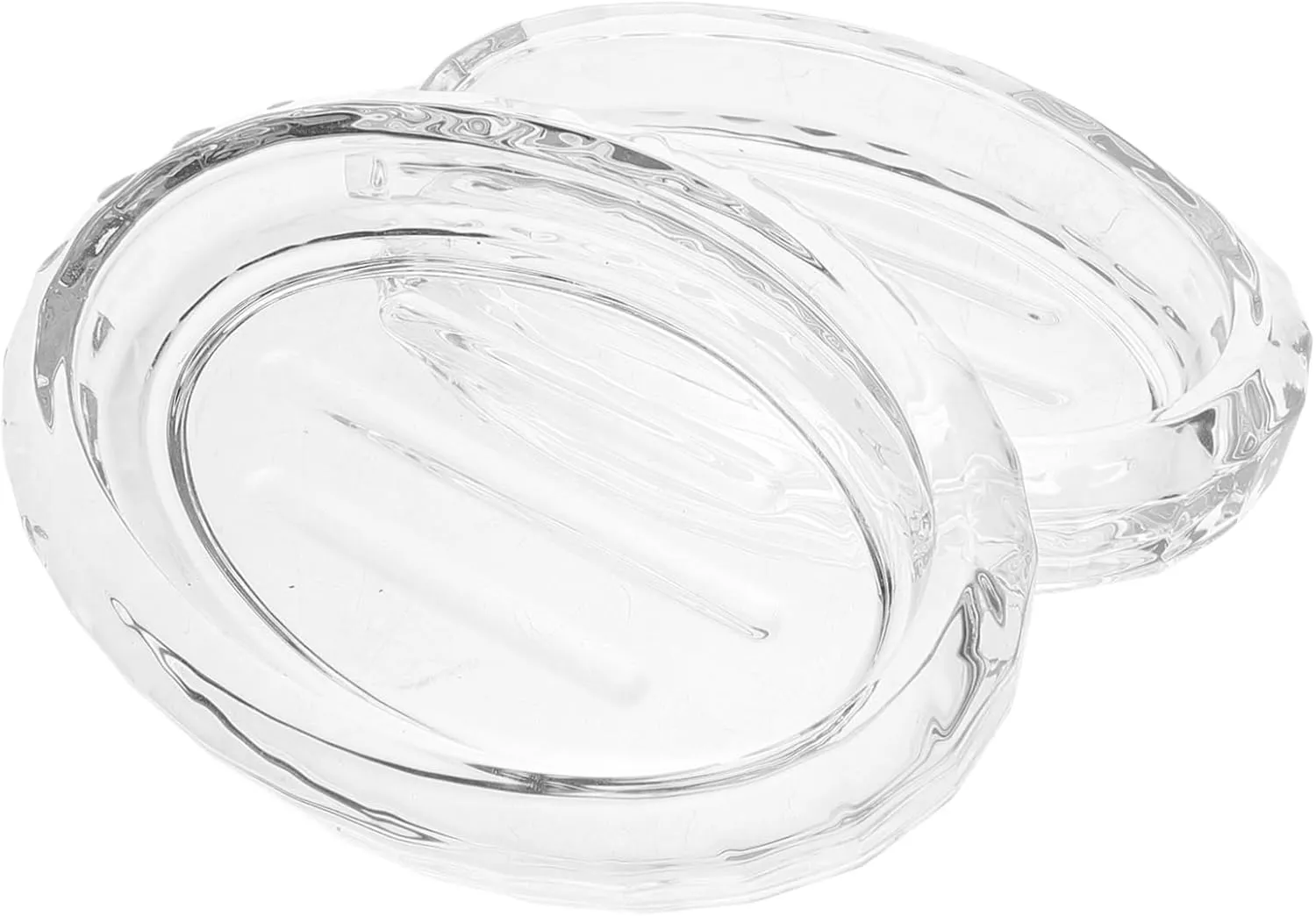 VOSAREA Stylish Glass Soap Dish Set 2pcs Dish Soap Container for Travel Bathroom Hotel Inn Hostel Modern Design Easy Cleaning
