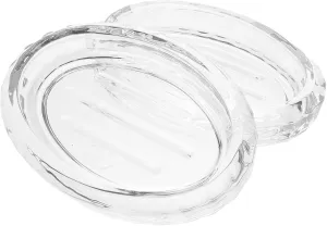 VOSAREA Stylish Glass Soap Dish Set 2pcs Dish Soap Container for Travel Bathroom Hotel Inn Hostel Modern Design Easy Cleaning