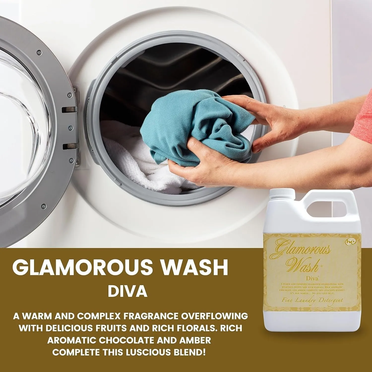 Wash Diva 32 Fl oz HE, BZ Laundry Detergent/with Glamorous Sachet Single Pouch L