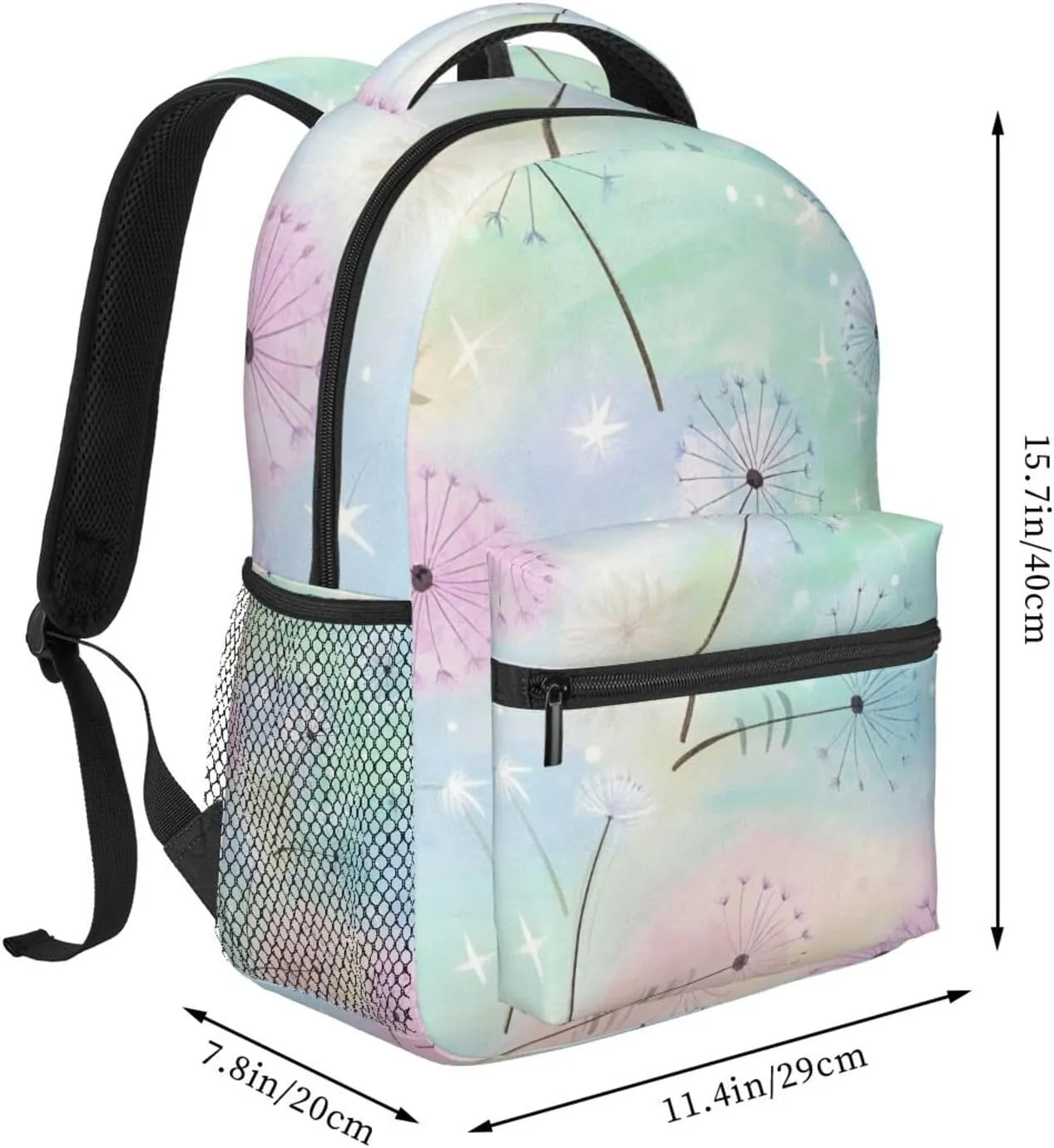 Watercolor Colorful Dandelion Adult Backpacks 15 Inch Laptop Backpack Travel Bag for Men Women Gifts