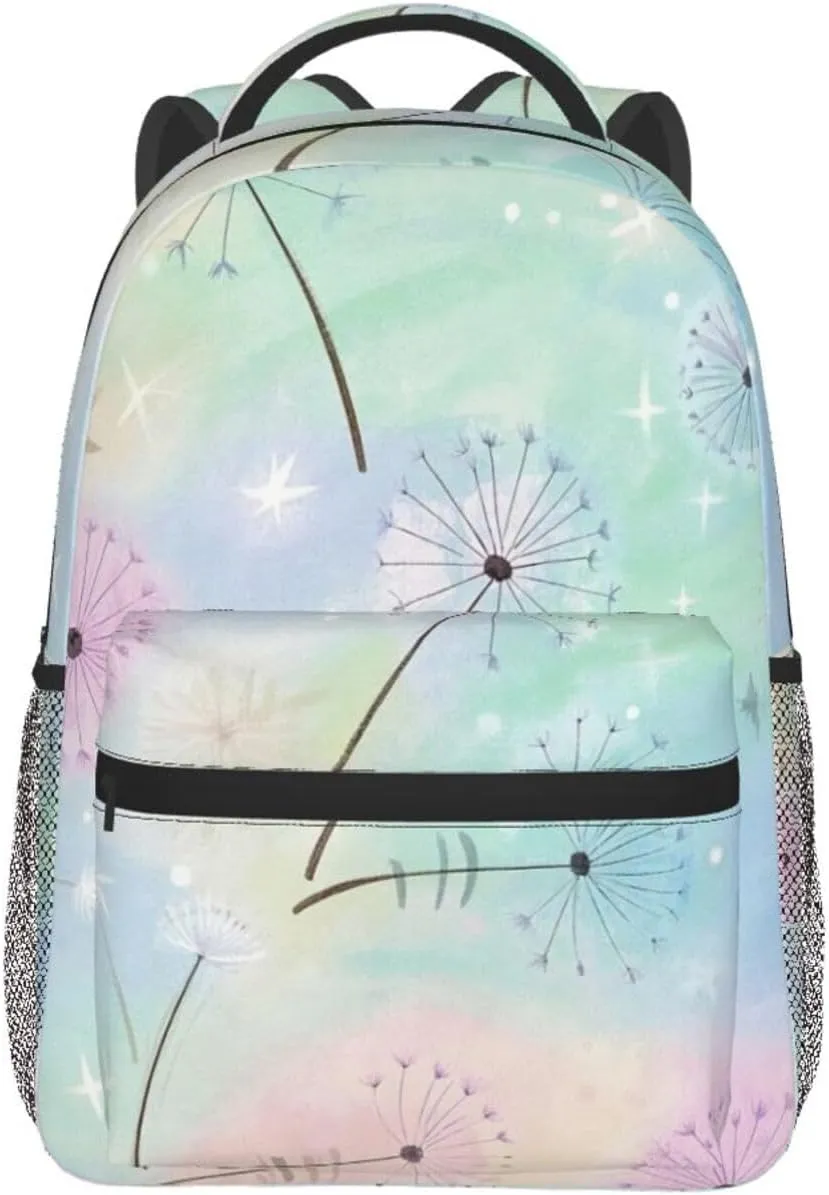 Watercolor Colorful Dandelion Adult Backpacks 15 Inch Laptop Backpack Travel Bag for Men Women Gifts